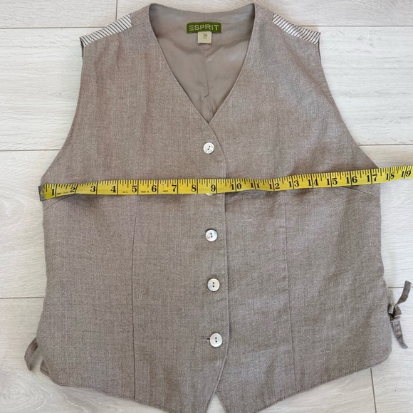 Vintage Esprit Women's Tan Vest Top 100% Linen Waistecoat Size Small - Picture 3 of 6
